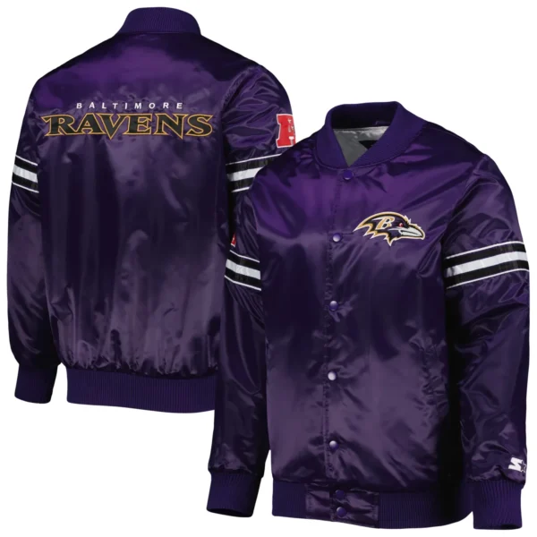 Baltimore Ravens Leader Purple/Black Satin Varsity Jacket