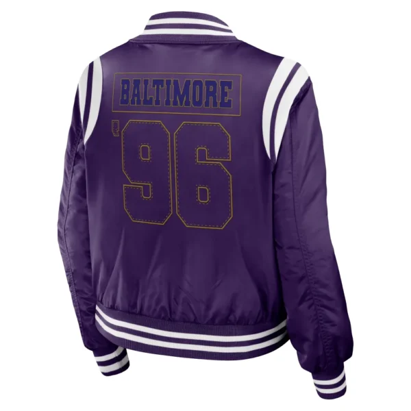 Baltimore Ravens Women’s Full-Zip Purple Bomber Varsity Jacket