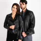 Biker Couple Black Faux Leather Jack