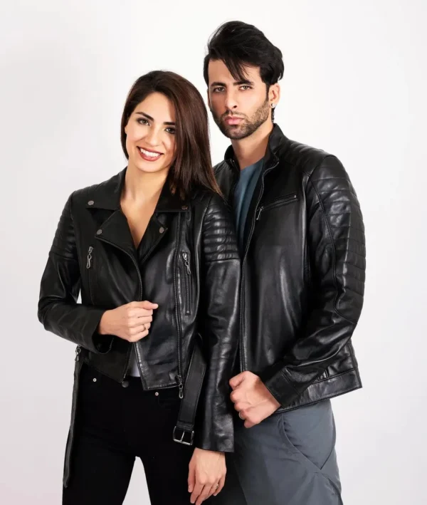 Biker Couple Black Faux Leather Jack