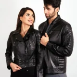 Biker Couple Black Faux Leather Jacke