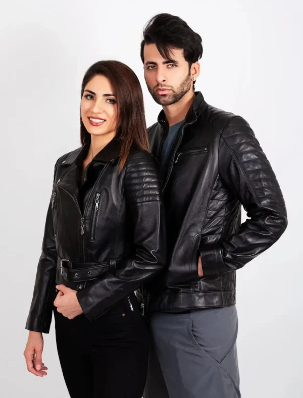 Biker Couple Black Faux Leather Jacket