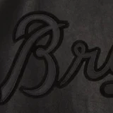 Black Atlanta Braves Full Leather Bomber Varsity Jac