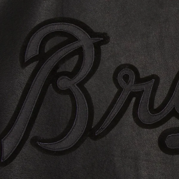 Black Atlanta Braves Full Leather Bomber Varsity Jac