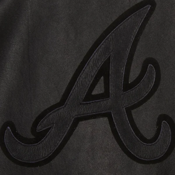 Black Atlanta Braves Full Leather Bomber Varsity Jack