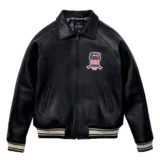 Black Avirex Icon Leather Bomber Jacket