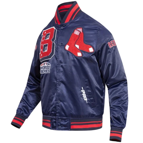 Boston Red Sox Full-Snap Mashup Satin Navy Varsity Jack
