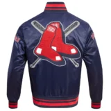 Boston Red Sox Full-Snap Mashup Satin Navy Varsity Jacke
