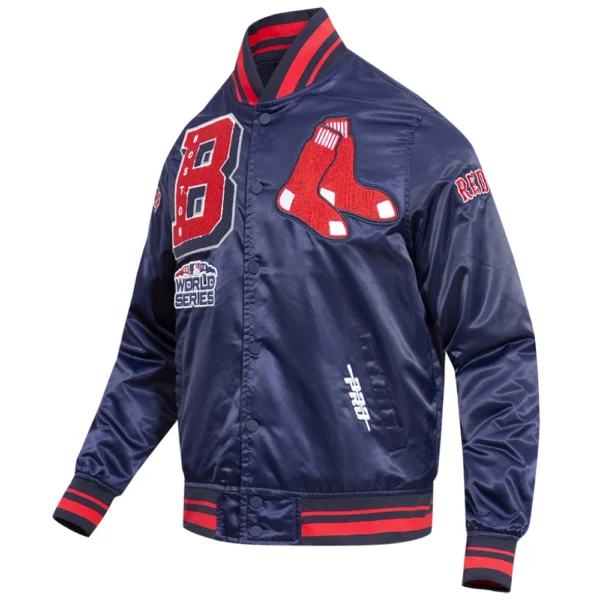 Boston Red Sox Mashup Full-Snap Varsity Navy Jacket Satin