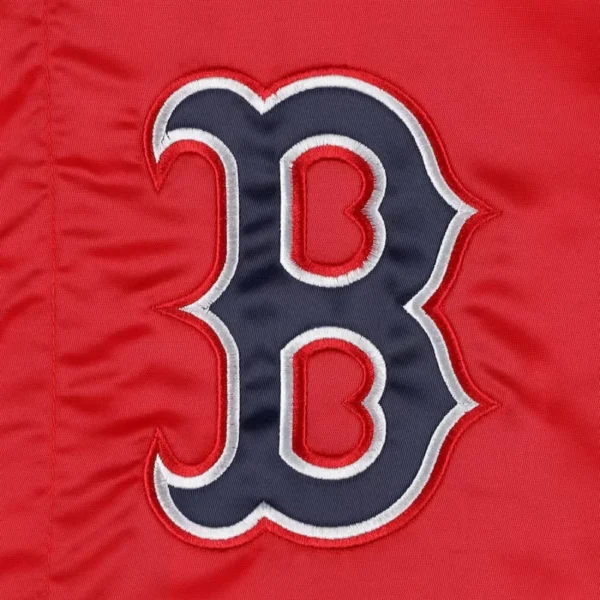 Boston Red Sox Midfield Full-Snap Red Varsity Jacket Satin