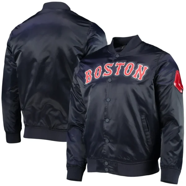 Boston Red Sox Wordmark Full-Snap Varsity Jacket Satin