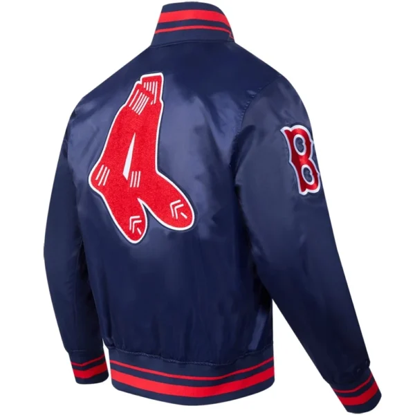 Boston Red Sox Retro Classic Rib Knitted Satin Varsity Jacket N