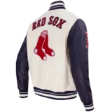 Boston Red Sox Retro Classic Varsity Jacket Cream & Black Wool & Leat