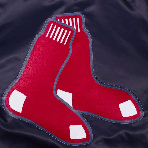 Boston Red Sox Script Tail Full-Snap Satin Varsity Navy Jacket Satin