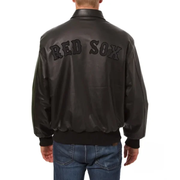 Boston Red Sox Full Leather Bomber Black Varsity Jacket