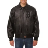 Boston-Red-Sox-Tonal-Full-Leather-Bomber-Jacket-Black-3