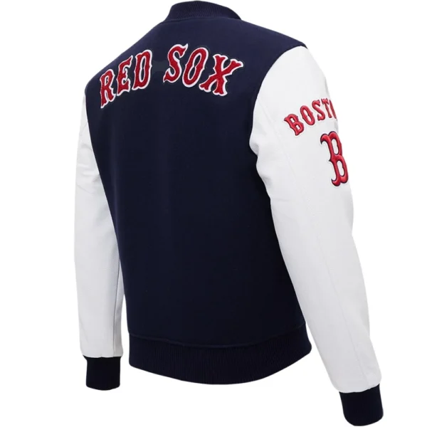 Boston Red Sox Women’s Classic Rib Knitted Wool & Leather Varsity Jacke