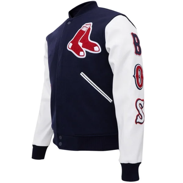 Boston Red Sox Women’s Classic Rib Knitted Wool & Leather Varsity Jacket