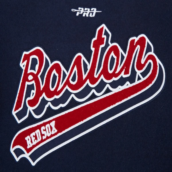 Boston Red Sox Script Tail Women’s Wool & Leather Navy/White Jacket Varsity