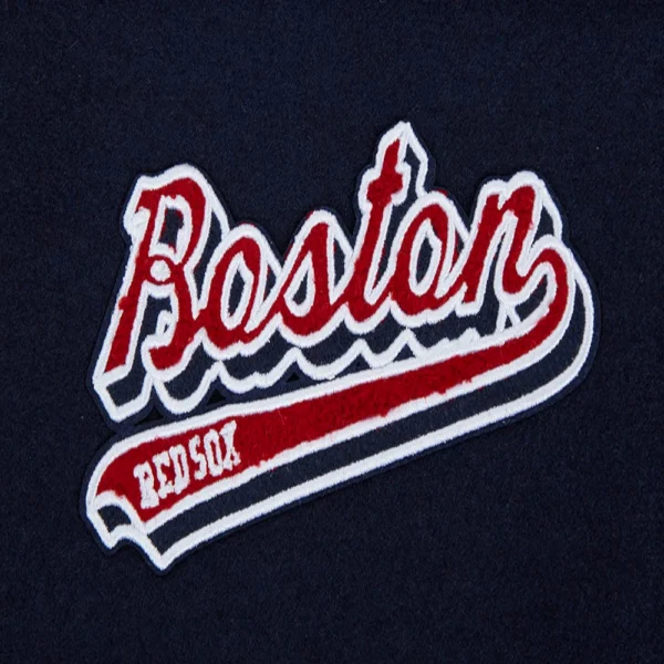 Boston Red Sox Script Tail Women’s Wool & Leather Navy/White Jacket Varsity