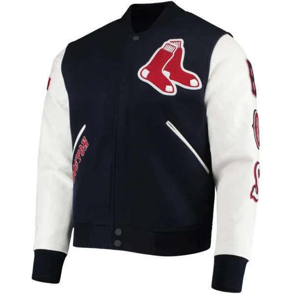 Boston Red Sox Wool & Leather Classic Varsity Jacket Navy & White