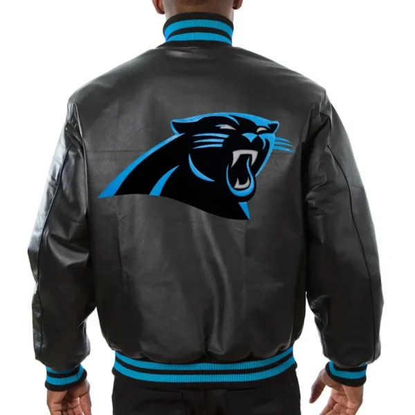 Carolina Panthers Black Leather Varsity Jacket