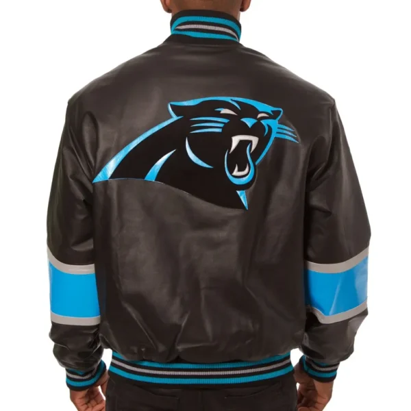 Carolina Panthers Black & Sky Blue Leather Varsity Jacket