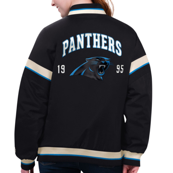 Carolina Panthers Black Tournament Satin Varsity Jacket