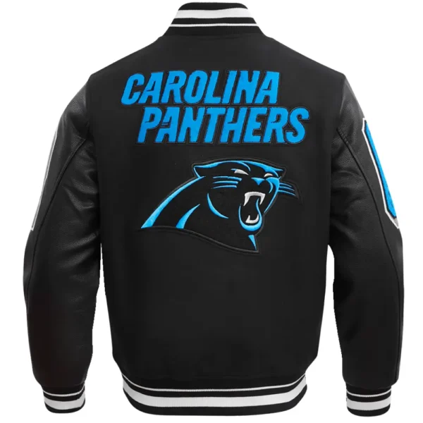 Carolina Panthers Patches Black Wool & Leather Varsity Jacket