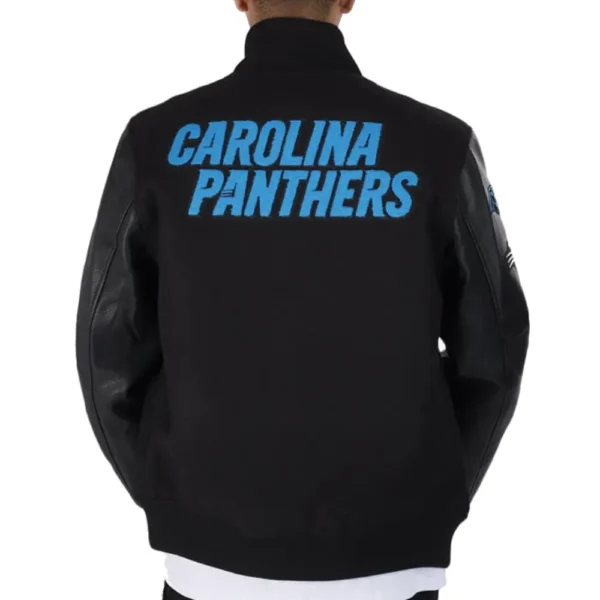 Carolina Panthers Wool & Leather Black Varsity Jacket