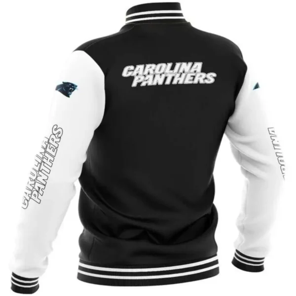 Carolina Panthers Wool/Leather Varsity Jacket Snap Button Collar