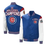 Chicago Cubs 3x World Series Champions Full-Snap Polyester Varsity Jacket Blue:Whi