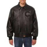 Chicago Cubs Black Full Leather Varsity Bomber Jacket