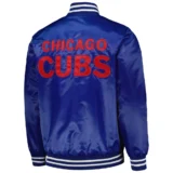 Chicago Cubs Full-Snap Patches Satin Varsity Blue Jacke