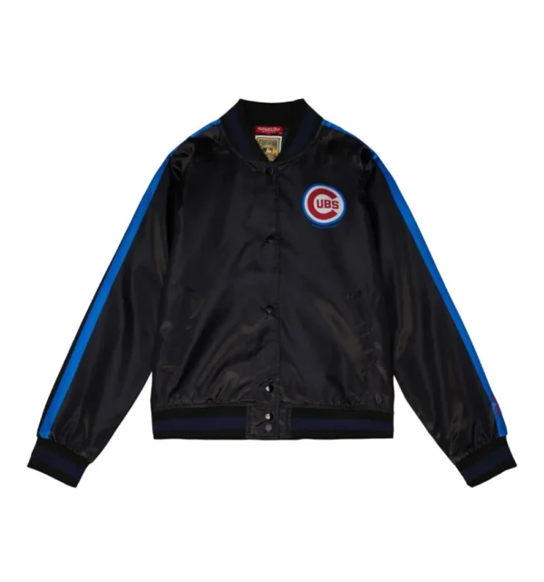 Chicago Cubs Full-Snap Raglan Satin Varsity Jacket