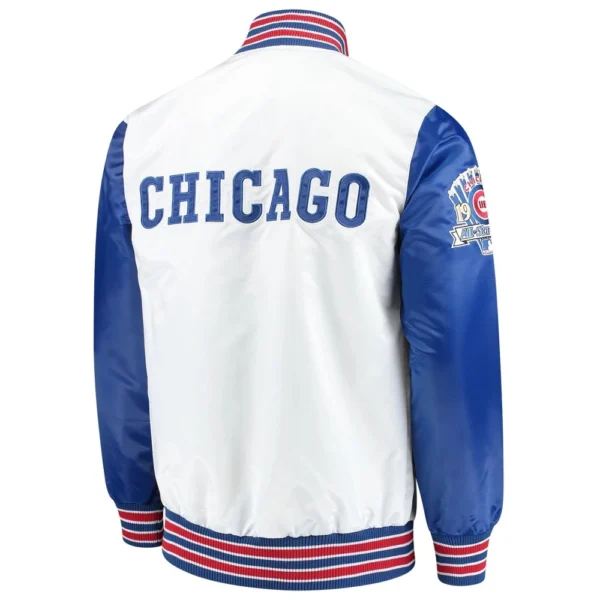 Chicago Cubs Full-Snap The Legend Satin Varsity Jacket White & Blu