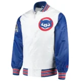 Chicago Cubs Full-Snap The Legend Satin Varsity Jacket White & Blue