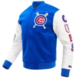 Chicago Cubs Full-Snap Wool & Leather Varsity Jacket Blended Lo