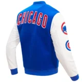 Chicago Cubs Full-Snap Wool & Leather Varsity Jacket Blended Log