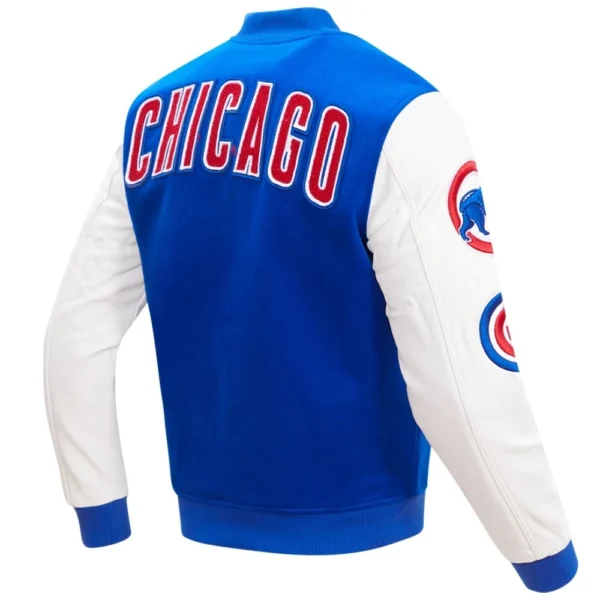 Chicago Cubs Full-Snap Wool & Leather Varsity Jacket Blended Log