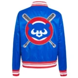 Chicago Cubs Mashup Full-Snap Satin Varsity Blue Jacket Wom