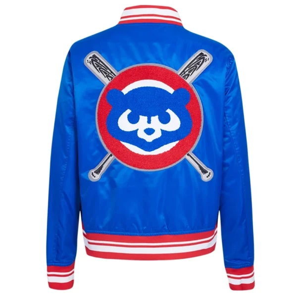 Chicago Cubs Mashup Full-Snap Satin Varsity Blue Jacket Wom