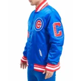 Chicago Cubs Old English Satin Varsity Jacket Blu