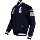 Chicago Cubs Retro Classic Rib Satin Varsity Navy Jacket knitted R