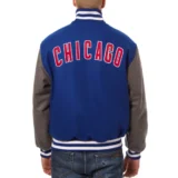 Chicago Cubs Two-Tone Embroidered Logo Wool Varsity Jacket Blue:Gra