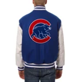 Chicago Cubs Wool & Leather Varsity Jacket Two-Tone Blue:Whit