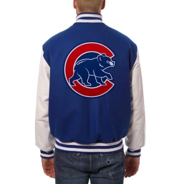 Chicago Cubs Wool & Leather Varsity Jacket Two-Tone Blue:Whit