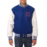 Chicago Cubs Wool & Leather Varsity Jacket Two-Tone Blue:White