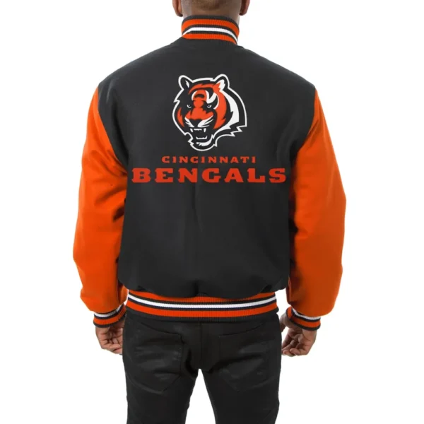 Cincinnati Bengals Handmade Wool Varsity Black/Orange Jacket