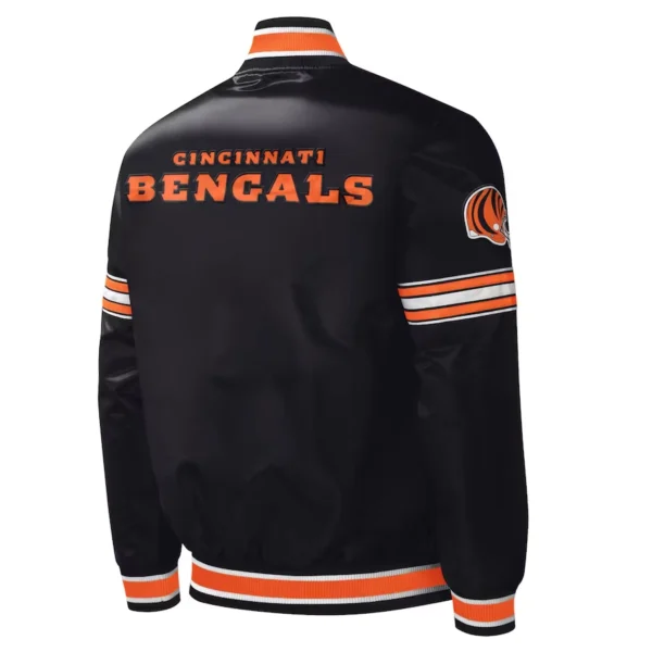 Cincinnati Bengals Midfield Full-Snap Satin Black Varsity Jacket